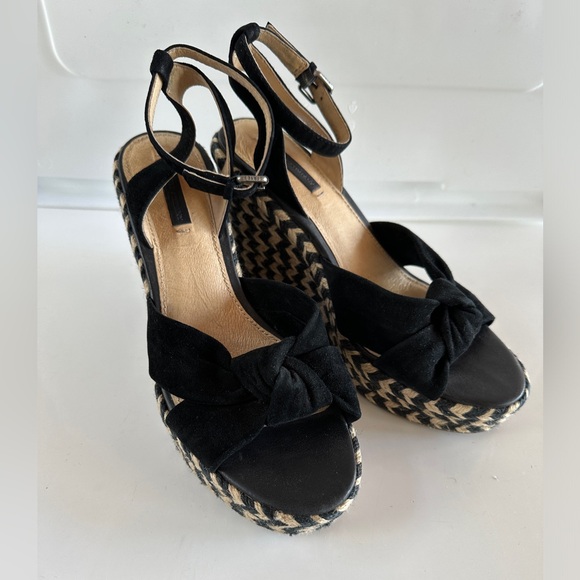 Frye Company wedge espadrilles black suede 8 - Picture 1 of 7